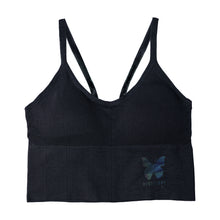 Load image into Gallery viewer, Deevaz Medium Impact Padded non-wired Sports Bra in Black Colour with Adjustable strap detailing.