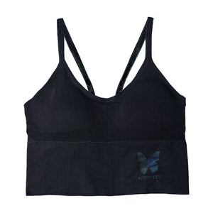 Deevaz Medium Impact Padded non-wired Sports Bra in Black Colour with Adjustable strap detailing.