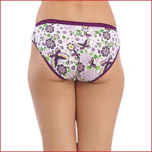 Deevaz High Waist Floral Butterfly Printed Hipster Panty with Purple colour details.