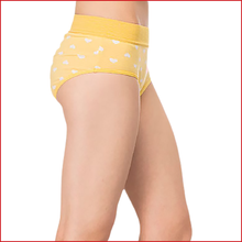 Load image into Gallery viewer, Deevaz Cotton Rich High Waist Heart Print Hipster Panty in Yellow colour.