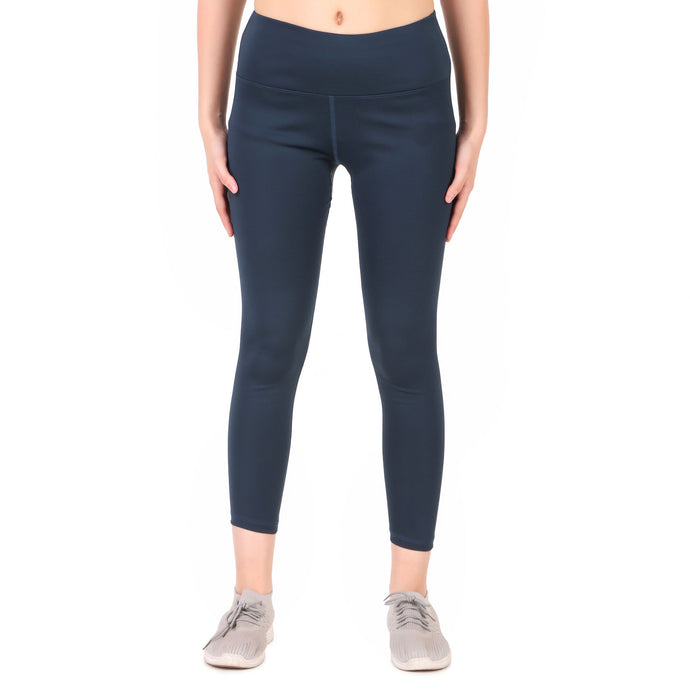 Deevaz Comfort & Snug Fit Active Ankle-Length Tights in Navy Blue Colour.