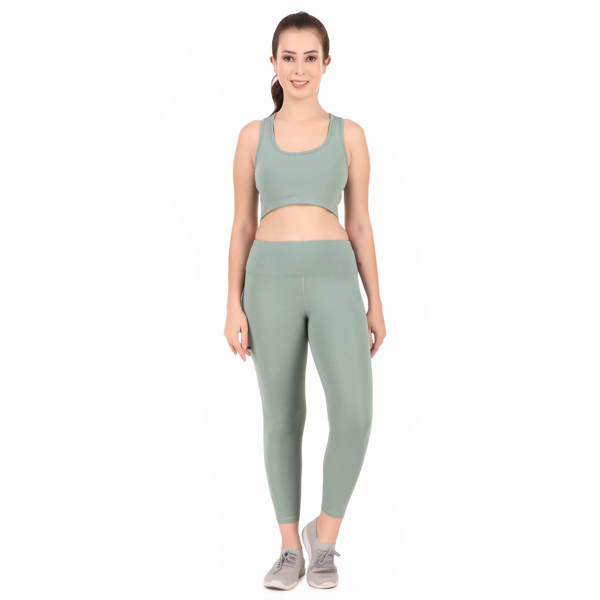 Deevaz Comfort & Snug Fit Active Ankle-Length Tights in Sea-Green Colour.