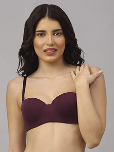 Deevaz Purple Seamless Strapless Padded Wired Bra.