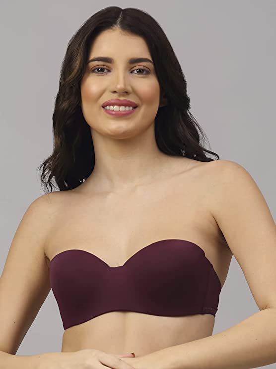 Deevaz Purple Seamless Strapless Padded Wired Bra.