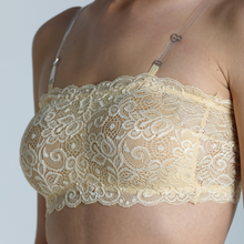 Load image into Gallery viewer, Deevaz Skin Padded Tube Bra In Poly-Lace Fabric With Removable Transparent Straps.