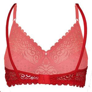 Deevaz Women's Non-padded Non-wired Bridal Lace Bra & Brief set in Cherry Red Colour.