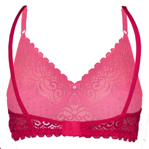 Deevaz Women's Non-padded Non-wired Bridal Lace Bra & Brief set in Fuchsia Pink Colour.