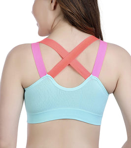 Deevaz Women's Polyamide & Spandex Sports Bra in Mint Colour with Removable Pads.