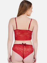 Load image into Gallery viewer, Deevaz Free Size Non-padded Bralette &amp; Panty Lingerie Set in Red Colour.
