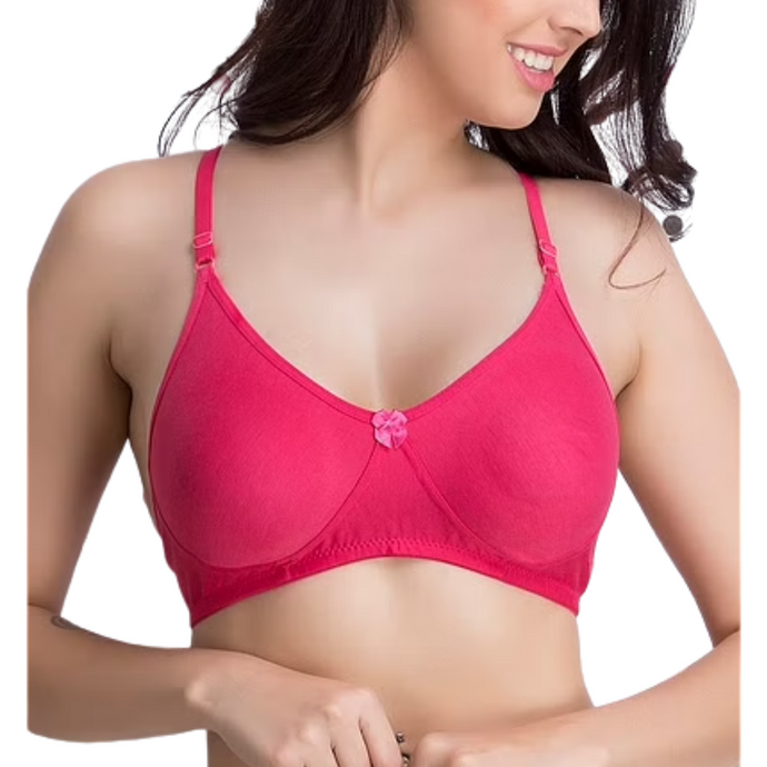 Deevaz Cotton Rich Everyday Non Padded Non Wired T-Shirt Bra In Coral Pink Colour