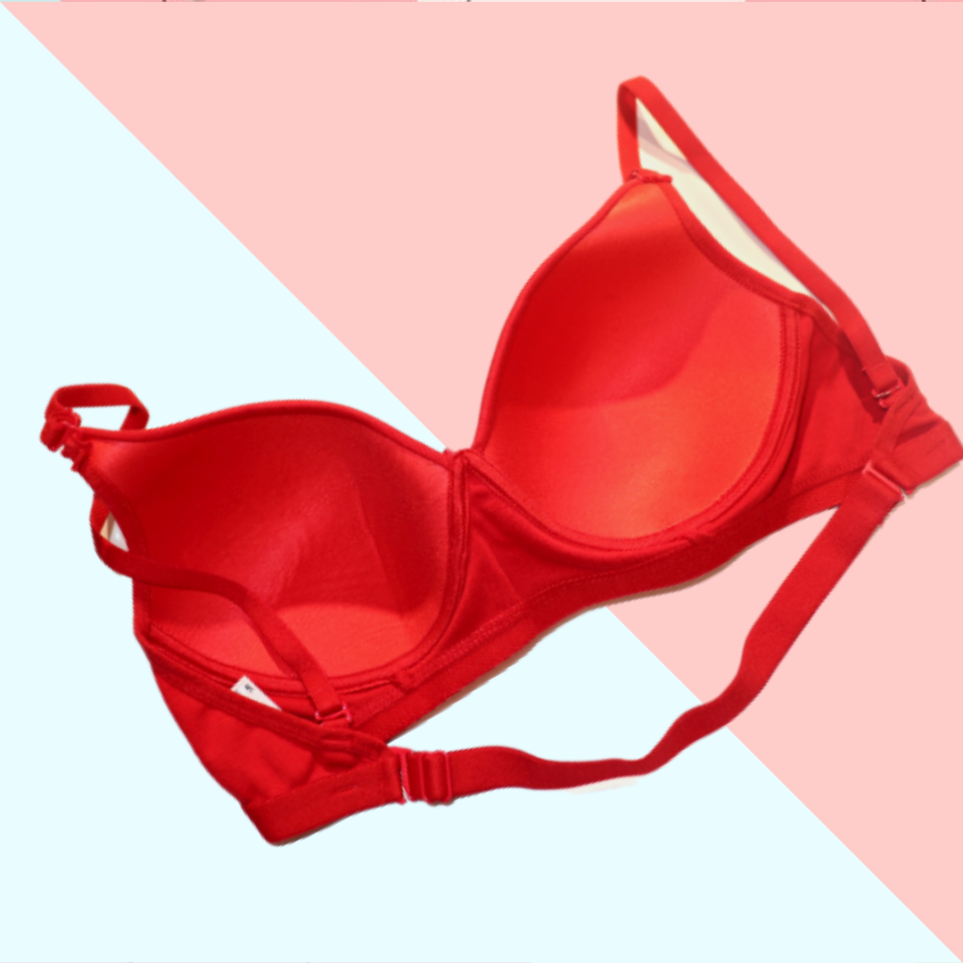 Deevaz Padded Women's Cotton Rich 3/4th Coverage Backless Bra in Red Colour.