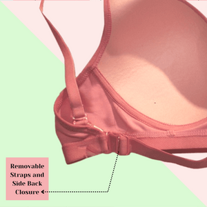 Deevaz Padded Women's Cotton Rich 3/4th Coverage Backless Bra in Powder Pink Colour.