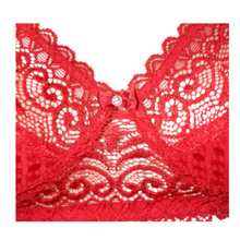 Load image into Gallery viewer, Deevaz Women&#39;s Non-padded Non-wired Bridal Lace Bra &amp; Brief set in Cherry Red Colour.