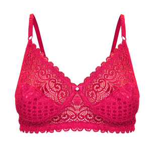 Deevaz Women's Non-padded Non-wired Bridal Lace Bra & Brief set in Fuchsia Pink Colour.