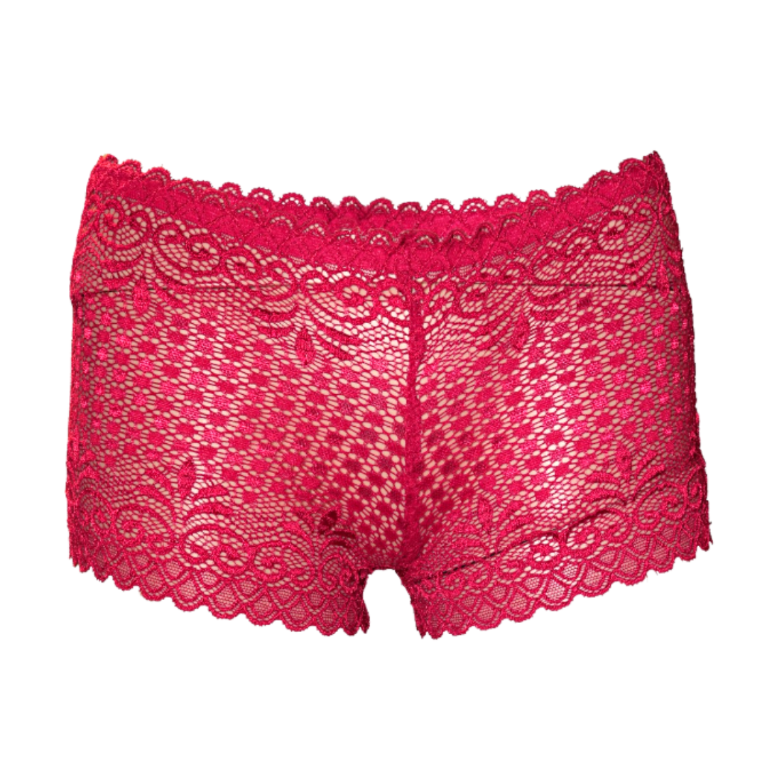 Deevaz Women's Non-padded Non-wired Bridal Lace Bra & Brief set in Fuchsia Pink Colour.