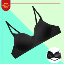Load image into Gallery viewer, Deevaz Padded Women&#39;s Cotton Rich 3/4th Coverage Backless Bra in Black Colour.