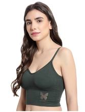 Load image into Gallery viewer, Deevaz Combo of 2 Medium Impact Padded non-wired Sports Bra in Olive &amp; Black with Adjustable strap detailing.
