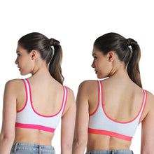 Load image into Gallery viewer, Deevaz Combo of 2 Non-Padded Cotton Rich Sports Bra In Fuchsia &amp; Orange Melange Colour Detailing.