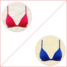 Load image into Gallery viewer, Combo of 2 Cotton front open T-Shirt Bra - Dark Pink &amp; Blue