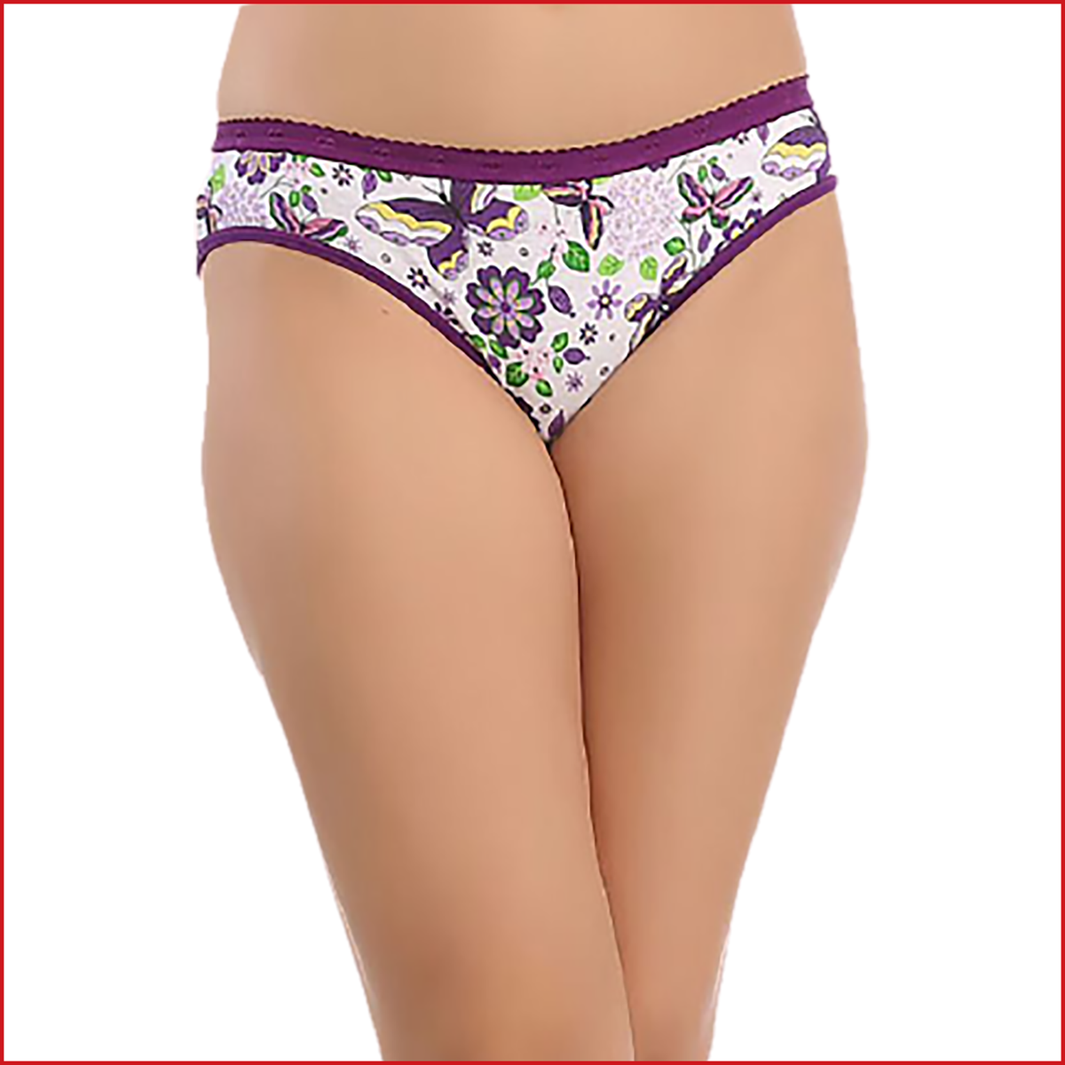 Deevaz Cotton Rich Mid Waist Butterfly Printed Hipster Panty Combo of 2 in Red & Purple Colour