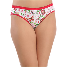 Load image into Gallery viewer, Deevaz Cotton Rich Mid Waist Butterfly Printed Hipster Panty Combo of 2 in Red &amp; Purple Colour