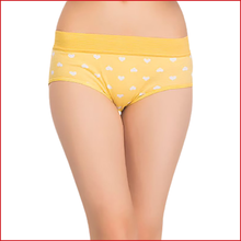 Load image into Gallery viewer, Deevaz Cotton Rich Printed Hipster High Rise Anti-Microbial Panty Combo of 2 in Pink &amp; Yellow Colour.