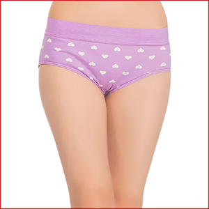 Deevaz Cotton Rich High Waist Heart Print Hipster Panty Combo of 2 in Yellow & Purple
