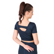 Load image into Gallery viewer, Deevaz Comfort Fit Active Crop Top in Navy Blue Colour.