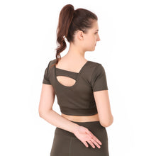 Load image into Gallery viewer, Deevaz Comfort Fit Active Crop T-shirt in Olive Green Colour.