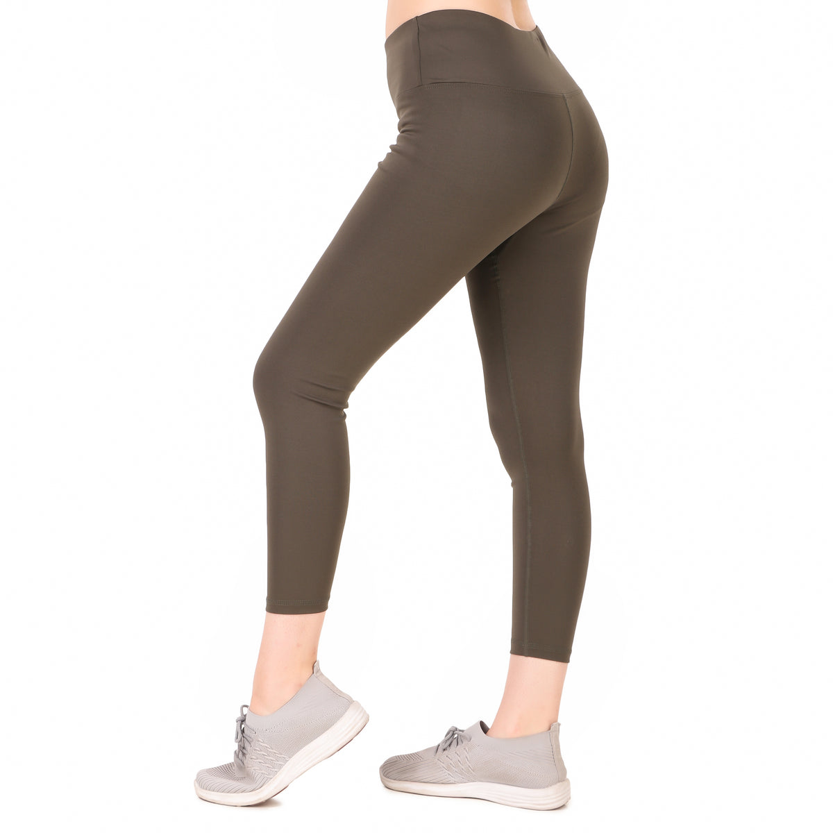 Deevaz Comfort & Snug Fit Active Ankle-Length Tights in Olive Green Colour.