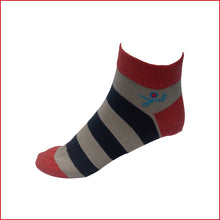 Load image into Gallery viewer, Orange - Grey Stripe Print Unisex Ankle Length Casual Socks Made Out Of  Bamboo Threads Giving Your Skin A Soft Touch.
