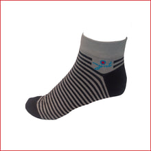 Load image into Gallery viewer, Black - Grey Stripe Print Unisex Ankle Length Casual Socks Made Out Of  Bamboo Threads Giving Your Skin A Soft Touch.