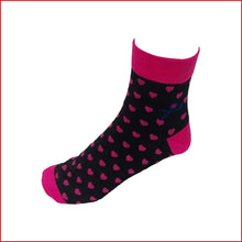 Load image into Gallery viewer, Pink - Black Printed Mid Length Women&#39;s Socks Made Out Of Bamboo Threads To Give Your Skin The Soft Touch. 