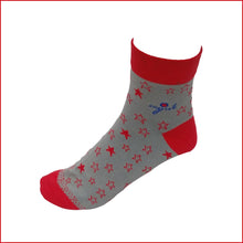 Load image into Gallery viewer, Red - Grey Printed Mid Length Women&#39;s Socks Made Out Of Bamboo Threads To Give Your Skin The Soft Touch. 