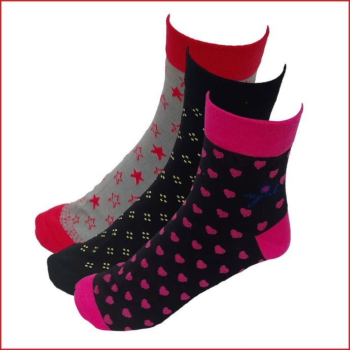 Deevaz Bamboo Thread Women's Casual Printed Mid Length Socks Pack of 3.