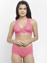 Load image into Gallery viewer, Deevaz Women&#39;s Non-padded Non-wired Bridal Lace Bralette &amp; Brief set in Baby Pink Colour.