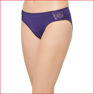 Deevaz Mid Waist Bikini Panty With 2 Side Lace- Combo of 2 in Skin & Violet
