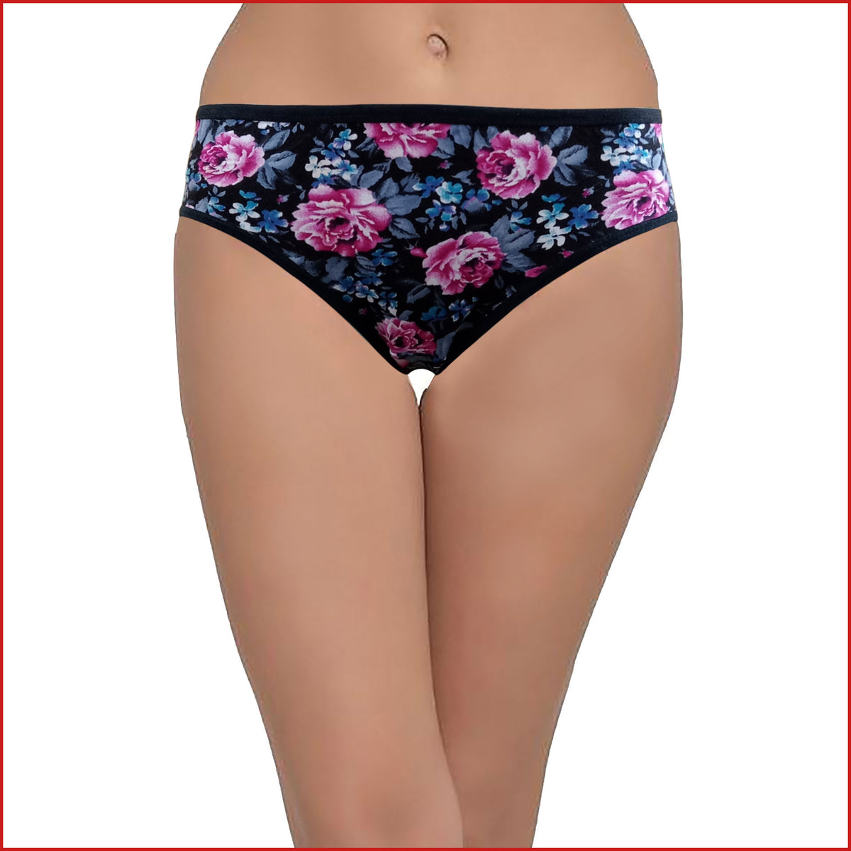 Deevaz Cotton Rich Mid Waist Rose Printed Hipster Panty Combo of 3