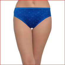 Load image into Gallery viewer, Cotton Mid Waist Printed Hipster Panty Combo of 2 in Blue and Magenta