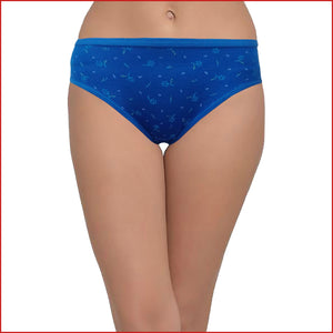 Cotton Mid Waist Printed Hipster Panty Combo of 2 in Blue and Magenta