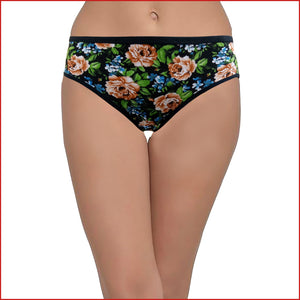 Deevaz Cotton Rich Mid Waist Rose Printed Hipster Panty Combo of 3