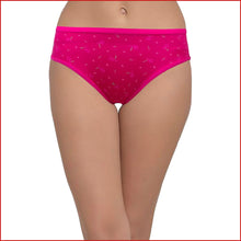 Load image into Gallery viewer, Cotton Mid Waist Printed Hipster Panty Combo of 2 in Blue and Magenta