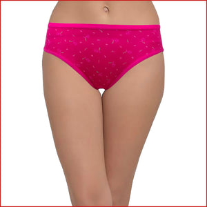Cotton Mid Waist Printed Hipster Panty Combo of 2 in Blue and Magenta