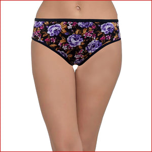 Deevaz Cotton Rich Mid Waist Rose Printed Hipster Panty Combo of 3