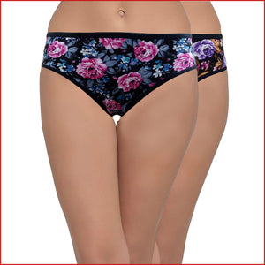 Deevaz Cotton Rich Mid Waist Rose Printed Hipster Panty Combo of 3