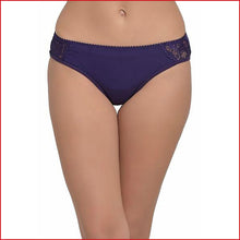 Load image into Gallery viewer, Deevaz Cotton Mid Waist Hipster Panty with 2 side Lace Panels in Violet