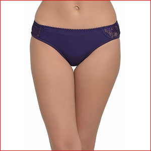 Deevaz Cotton Mid Waist Hipster Panty with 2 side Lace Panels in Violet