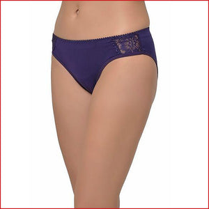 Deevaz Cotton Mid Waist Hipster Panty with 2 side Lace Panels in Violet