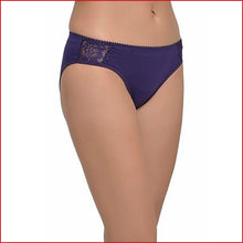 Load image into Gallery viewer, Deevaz Cotton Mid Waist Hipster Panty with 2 side Lace Panels in Violet