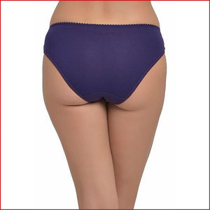 Deevaz Cotton Mid Waist Hipster Panty with 2 side Lace Panels in Violet